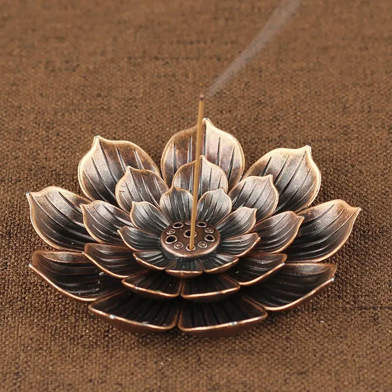Metal Zen Lotus Buddha Incense Burner Incense Diffuser Incense Stick Holder Censer Buddhist Aromatherapy Use In Office Teahouse-Health Wisdom™