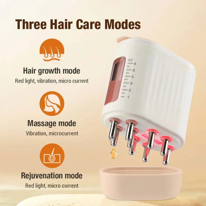 Microcurrent Head Scalp Massage Comb Head Scratcher LED Light Vibration 6ml Serum Oil Applicator Hair Growth Waterproof-Health Wisdom™