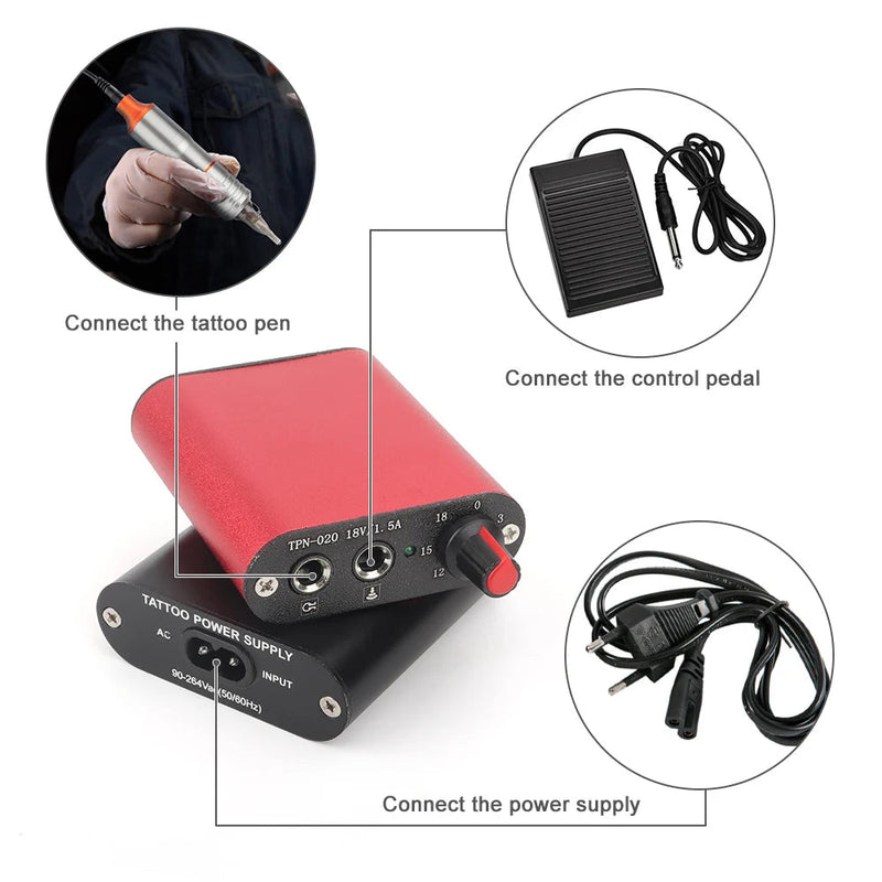 Mini Tattoo Power Supply Professional Tattoo Power Source Machine for Tattoo Rotary Machine Gun Tattoo Tool Pen Portable 50/60Hz-Health Wisdom™