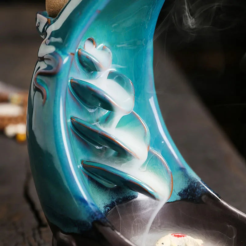 Moon & Fish Indoor Relaxation Decoration Home Decor Office Lucky Feng Shui Gadgets Indoor Ceramic Aromatherapy Stove -No Incense-Health Wisdom™