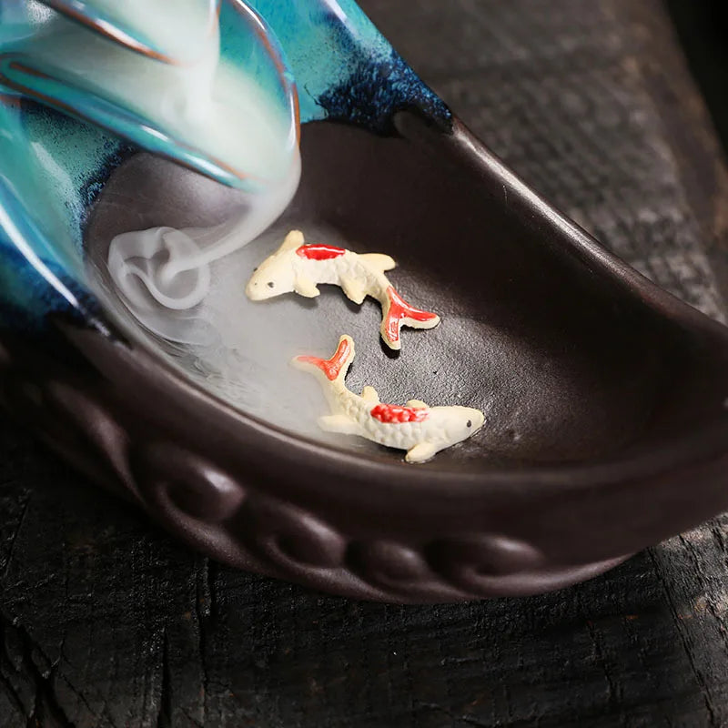 Moon & Fish Indoor Relaxation Decoration Home Decor Office Lucky Feng Shui Gadgets Indoor Ceramic Aromatherapy Stove -No Incense-Health Wisdom™