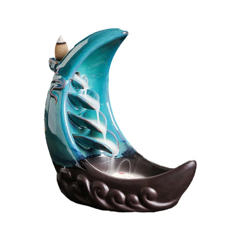 Moon & Fish Indoor Relaxation Decoration Home Decor Office Lucky Feng Shui Gadgets Indoor Ceramic Aromatherapy Stove -No Incense-Health Wisdom™