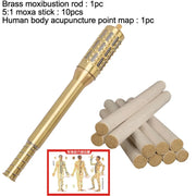 Moxa Therapy Brass Moxibustion Rod Body Warm Acupoint Meridian Massage Brozen Copper Stick Health Care-Health Wisdom™