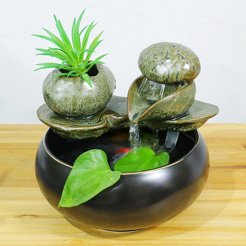 Multifunctional Indoor Water Fountain Mini Fish Tank Flower Pot Tabletop Fountain With Soothing Sound for Office and Home Decor-Health Wisdom™