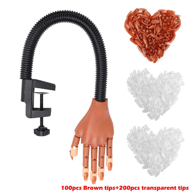 Nail Art Practice Equipment with 100pc False Nails Adjustable Flexible Manicure Training Prosthetic Hand Nail Art False Hand Set-Health Wisdom™