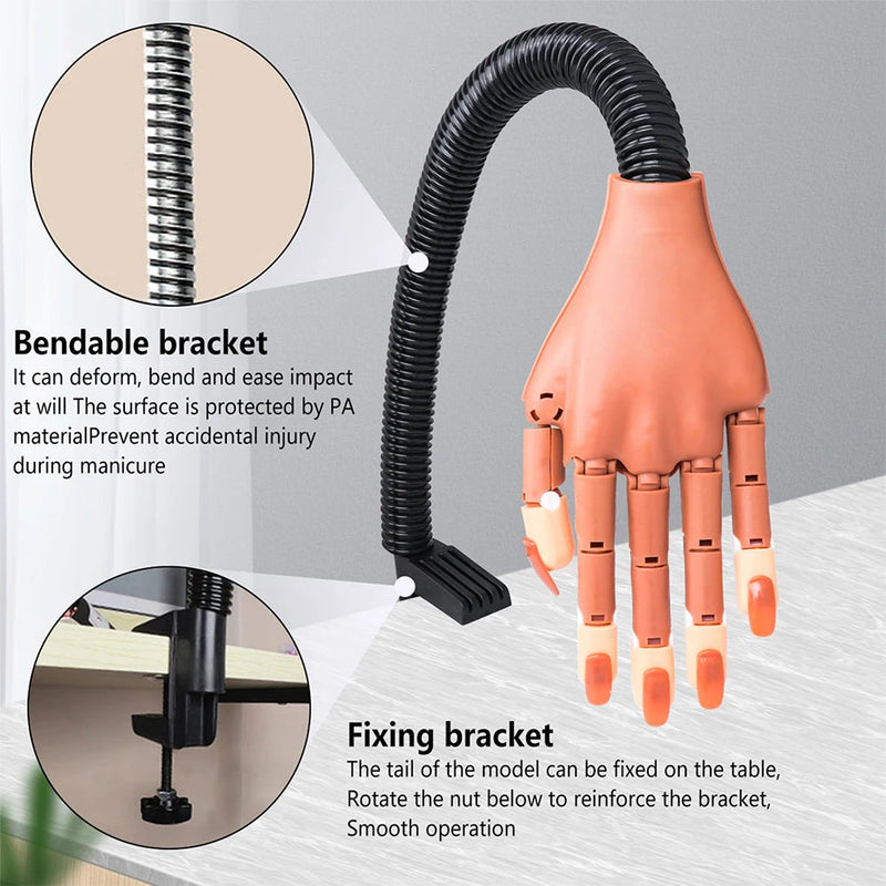 Nail Art Practice Equipment with 100pc False Nails Adjustable Flexible Manicure Training Prosthetic Hand Nail Art False Hand Set-Health Wisdom™