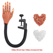 Nail Art Practice Equipment with 100pc False Nails Adjustable Flexible Manicure Training Prosthetic Hand Nail Art False Hand Set-Health Wisdom™