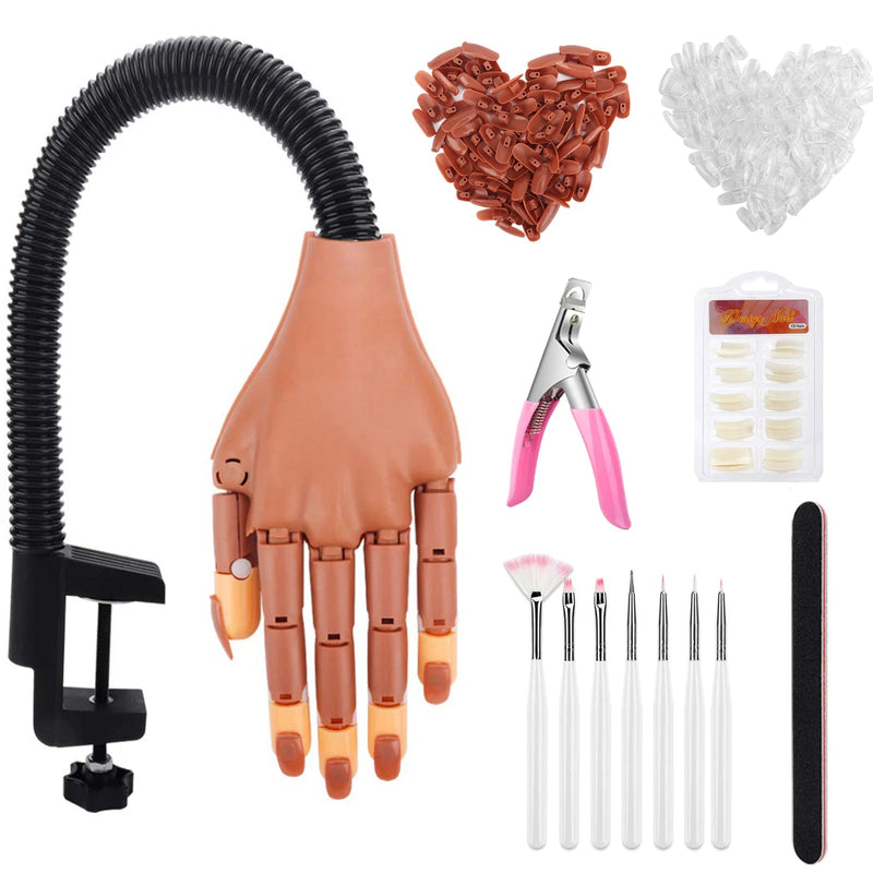 Nail Art Practice Equipment with 100pc False Nails Adjustable Flexible Manicure Training Prosthetic Hand Nail Art False Hand Set-Health Wisdom™