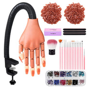 Nail Art Practice Equipment with 100pc False Nails Adjustable Flexible Manicure Training Prosthetic Hand Nail Art False Hand Set-Health Wisdom™