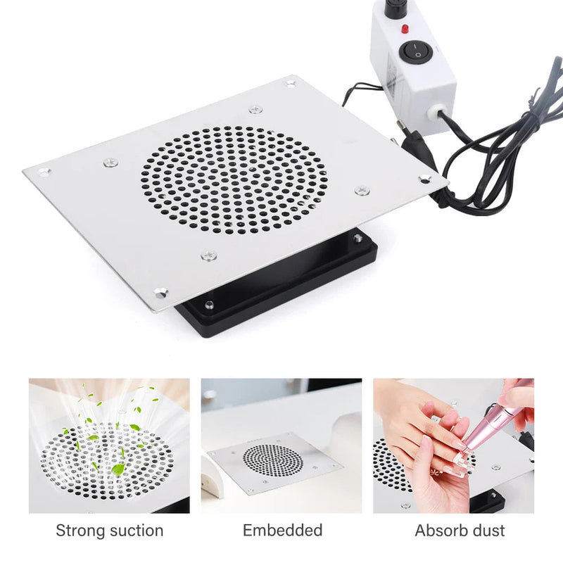 Nail Dust Collector Strong Vacuum Suction Table Desk Dust Cleaner Manicure Predicure Machine w/ Filter Nail Extractor Fan Salon-Health Wisdom™