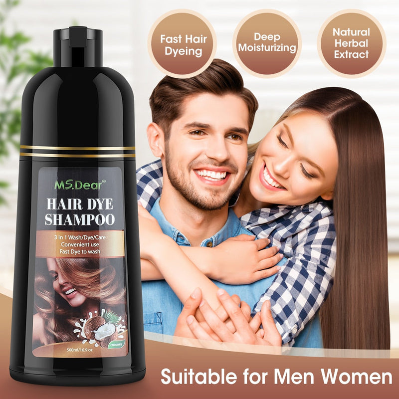 Natural Brown Hair Color Permanent Hair Coloring Shampoo Long Lasting Black Hair Dye Shampoo For Women Men Professional Dye-Health Wisdom™
