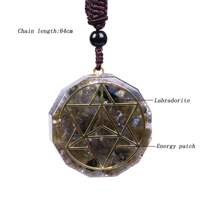 Natural Labradorite Orgonite Pendant Reiki Crystal Energy Orgone Necklace Chakra Stone Resin Yoga Healing Jewelry For Women Men-Health Wisdom™