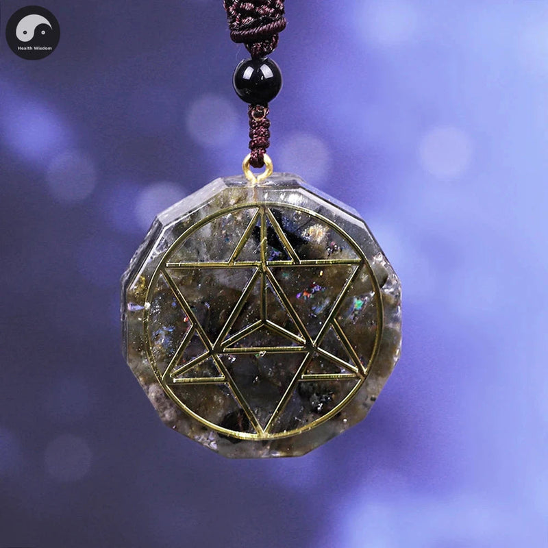 Natural Labradorite Orgonite Pendant Reiki Crystal Energy Orgone Necklace Chakra Stone Resin Yoga Healing Jewelry For Women Men-Health Wisdom™