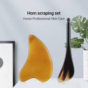 Natural OX Horn Gua Sha Board &amp; Face Lift Massage Stick Set Eye Facial Beauty Back Scraping Skincare Oil SPA PhysioTherapy Tools-Health Wisdom™