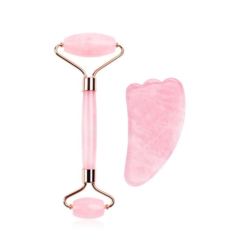 Natural Rose Quartz Roller Facial Jade Roller Stone Gua sha Scraper Face Lifting Massage Skin Eye Body Massager Beauty Care Tool-Health Wisdom™