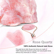 Natural Rose Quartz Roller Facial Jade Roller Stone Gua sha Scraper Face Lifting Massage Skin Eye Body Massager Beauty Care Tool-Health Wisdom™