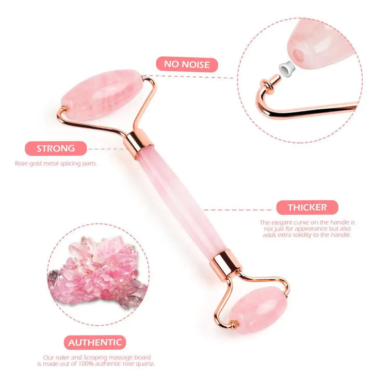 Natural Rose Quartz Roller Facial Jade Roller Stone Gua sha Scraper Face Lifting Massage Skin Eye Body Massager Beauty Care Tool-Health Wisdom™