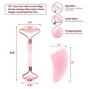 Natural Rose Quartz Roller Facial Jade Roller Stone Gua sha Scraper Face Lifting Massage Skin Eye Body Massager Beauty Care Tool-Health Wisdom™