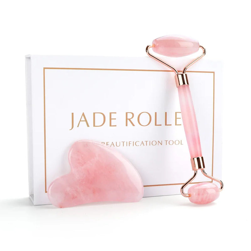 Natural Rose Quartz Roller Facial Jade Roller Stone Gua sha Scraper Face Lifting Massage Skin Eye Body Massager Beauty Care Tool-Health Wisdom™