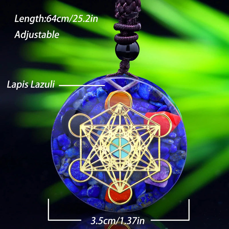 Natural Stone Pendant Meditation Healing Crystal Orgonite Lapis Lazuli Energy Orgone Necklace For Women Men Chakra Jewelry Gifts-Health Wisdom™