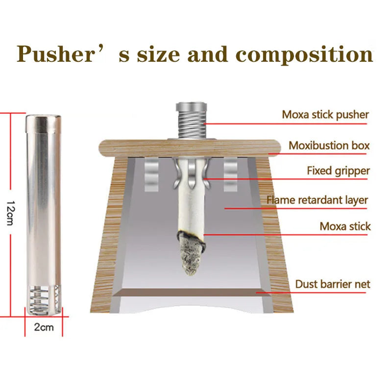 Nature Oak Moxibustion Burner Box Warm Acupuntura Massage Therapy Moxa Stick Neck Knee Body Acupoint Massager 8mm Thickness-Health Wisdom™