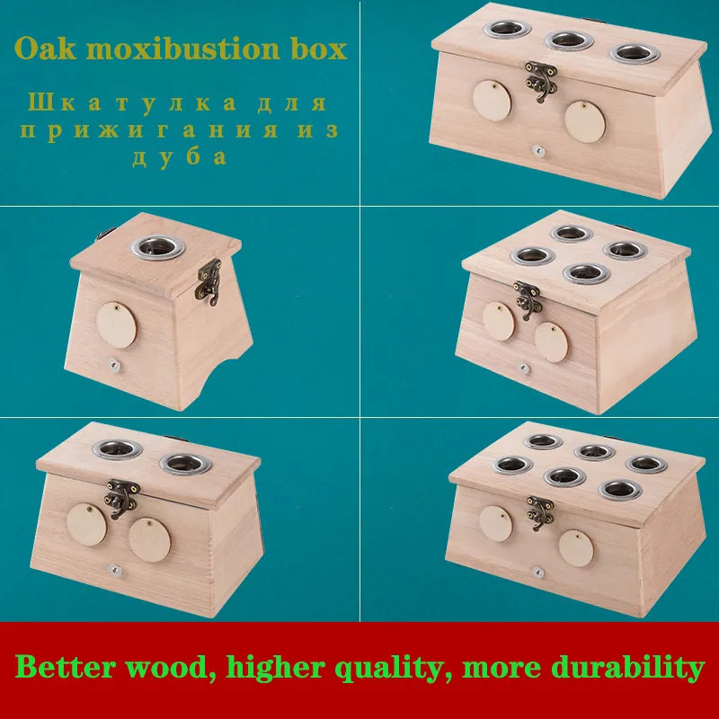 Nature Oak Moxibustion Burner Box Warm Acupuntura Massage Therapy Moxa Stick Neck Knee Body Acupoint Massager 8mm Thickness-Health Wisdom™