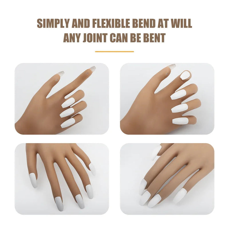 New Practice Hand for Nails Silicone Nail Art Practice Equipment False Hand Soft Training Display Model Hands Prosthetic Hands-Health Wisdom™
