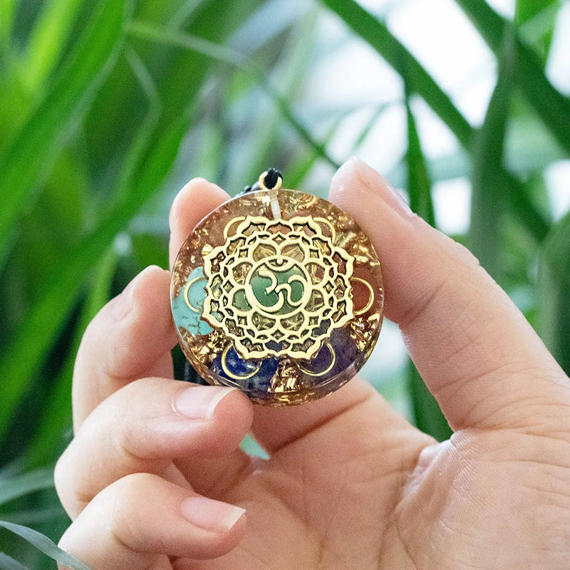 Om Symbol Orgone Pendant 7 Chakra Metatron Cube Orgonite Necklace Crystal Orgonite Healing Necklace For Men And Women-Health Wisdom™