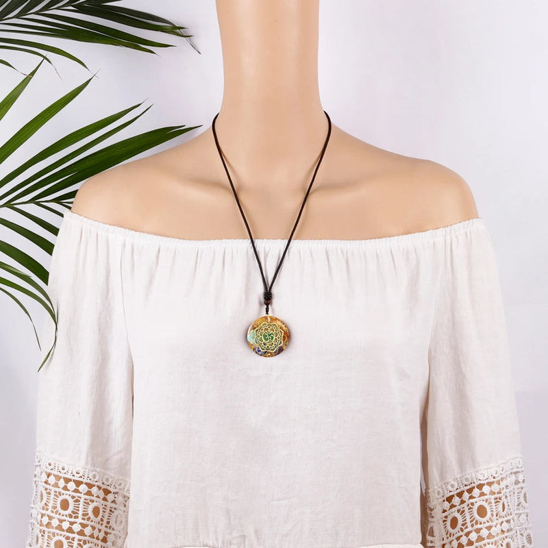Om Symbol Orgone Pendant 7 Chakra Metatron Cube Orgonite Necklace Crystal Orgonite Healing Necklace For Men And Women-Health Wisdom™