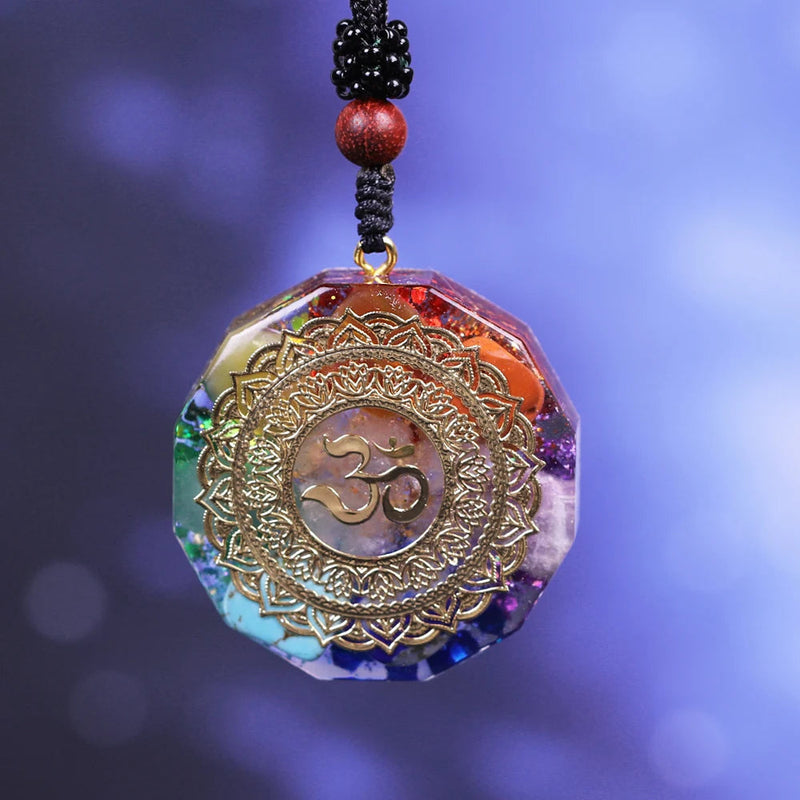 Om Symbol Orgonite Pendant Luminous Sri Yantra Necklace Sacred Geometry Chakra Energy Orgone Necklace Meditation Jewelry-Health Wisdom™