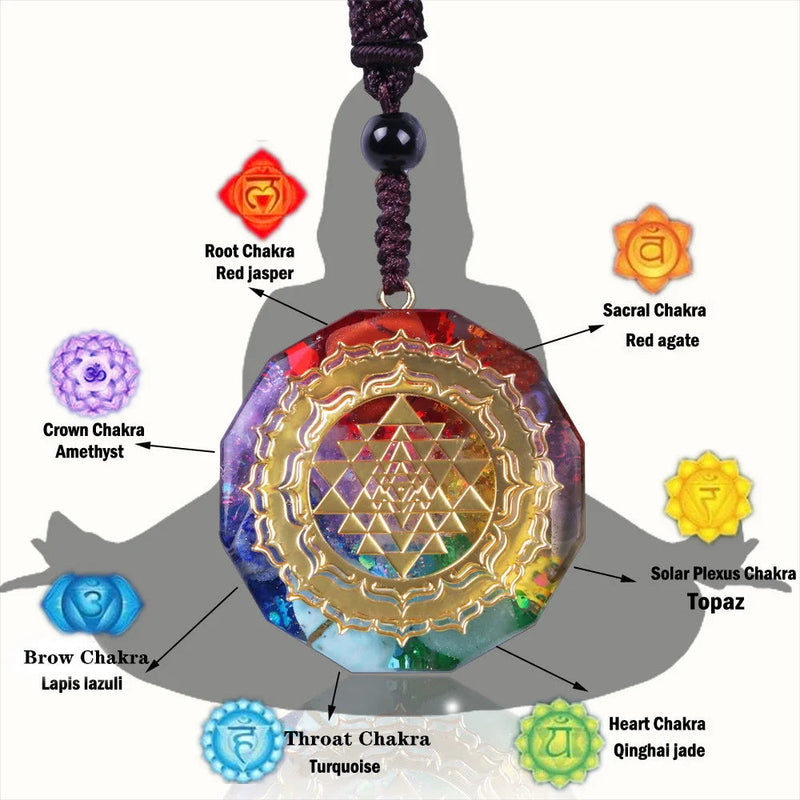 Om Symbol Orgonite Pendant Luminous Sri Yantra Necklace Sacred Geometry Chakra Energy Orgone Necklace Meditation Jewelry-Health Wisdom™