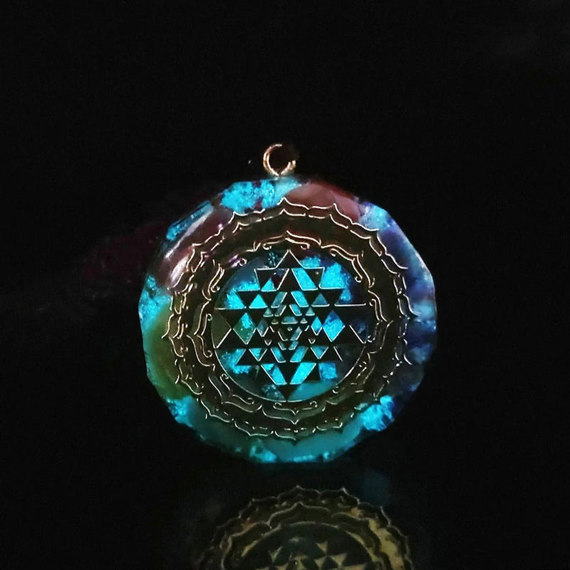 Om Symbol Orgonite Pendant Luminous Sri Yantra Necklace Sacred Geometry Chakra Energy Orgone Necklace Meditation Jewelry-Health Wisdom™
