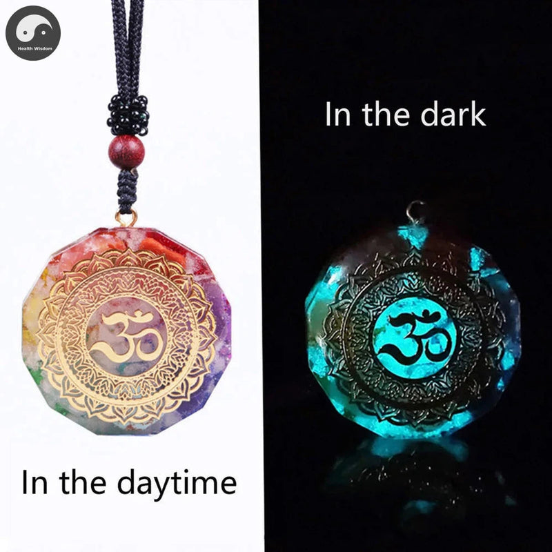 Om Symbol Orgonite Pendant Luminous Sri Yantra Necklace Sacred Geometry Chakra Energy Orgone Necklace Meditation Jewelry-Health Wisdom™