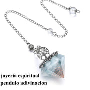 Orgone Aquamarine Crystal Pendulum Reiki Natural Orgonite Stone Pendant Tree of Life Pendulum for Dowsing Scrying Divination Pendulo X029-Health Wisdom™