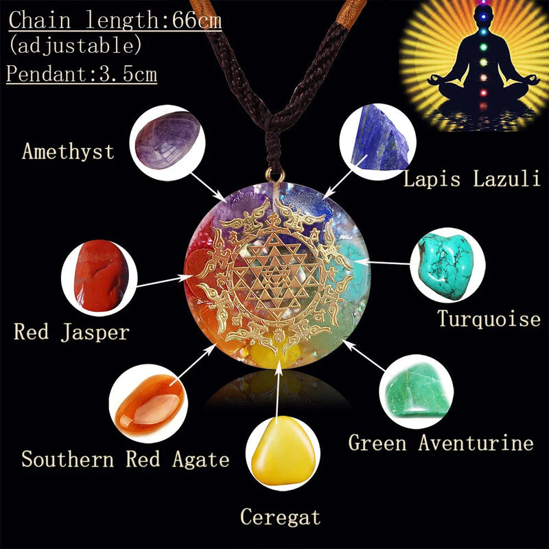 Orgone Energy Rainbow Pendant Necklace Spiritual Orgonite Crystal Healing 7 Chakra Stone Radiation Reiki Jewelry-Health Wisdom™