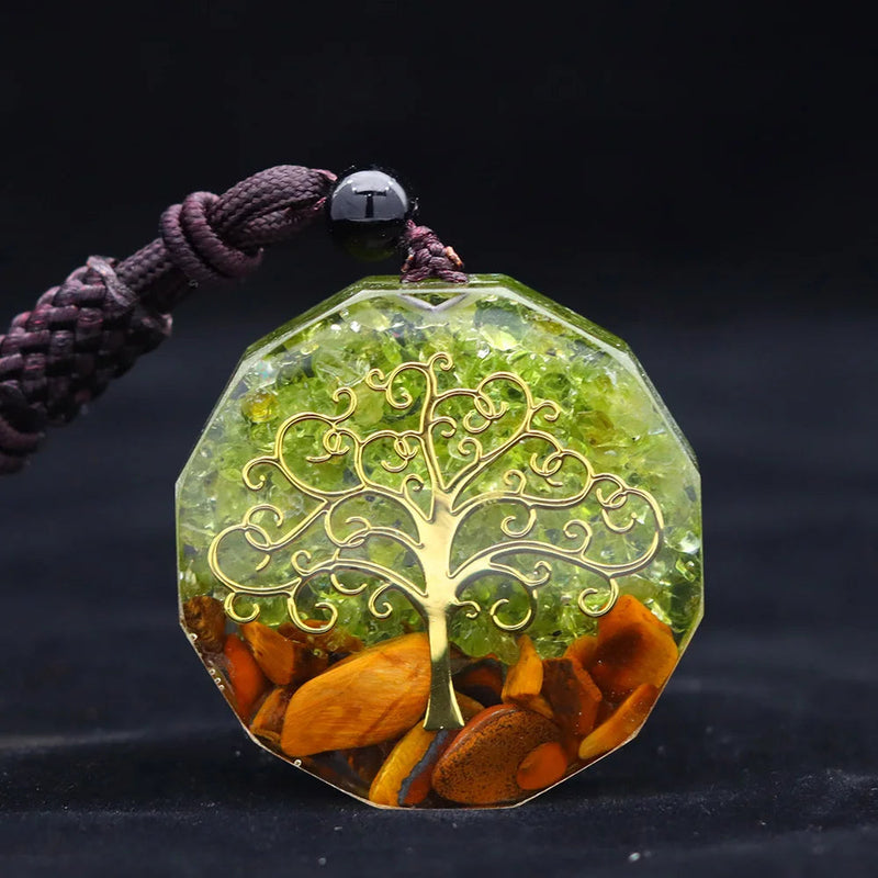 Orgone Necklace Generator Healing Reiki Green Olivine Tree Of Life Chakra Orgonite Pendant Energy Necklaces Meditation Jewelry-Health Wisdom™