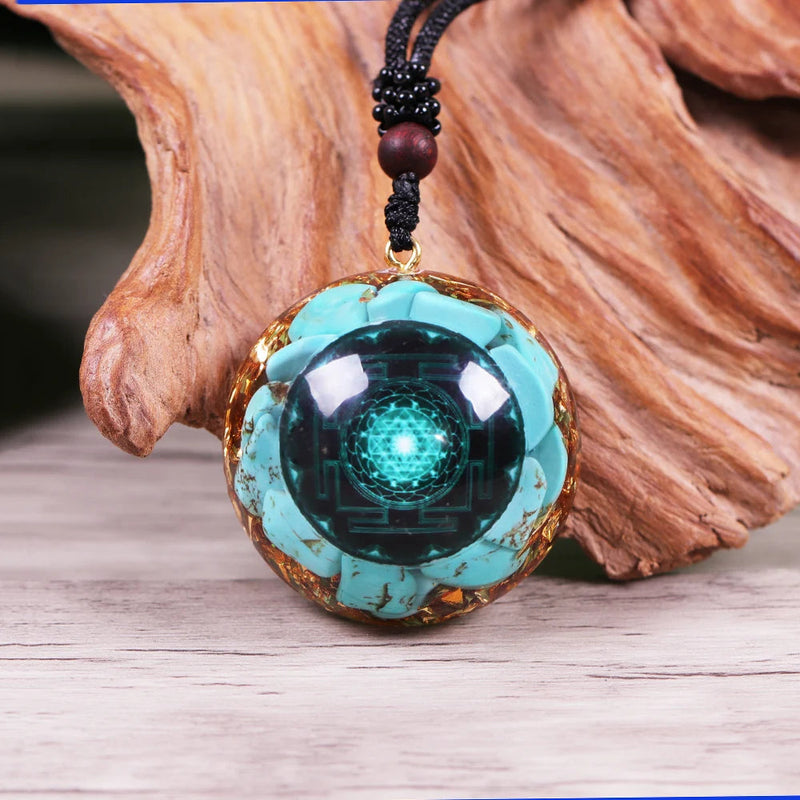 Orgonite Energy Necklace For Women Men Turquoises Reiki Crystal Orgone Chakra Pendant With Adjustable Neck Cord-Health Wisdom™