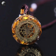 Orgonite Necklace Sri Yantra Pendant Sacred Geometry Tiger Eye Energy Necklace Orgone For Women Men Jewelry-Health Wisdom™