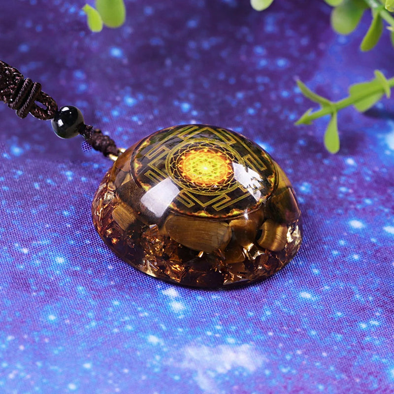 Orgonite Pendant Tiger Eye Necklace Sri Yantra Necklace Sacred Geometry Orgone Energy Healing Yoga Jewelry-Health Wisdom™