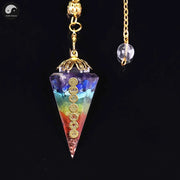 Orgonite Reiki Pendulum 7 Chakra Crystal Amulet Healing Energy Orgone Meditation Hexagonal Pendant-Health Wisdom™