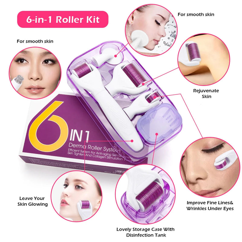 Original DRS 4/5/6in1 Derma Roller Needle Microdermabrasion Facial Roller Microneedle Kit for Skin Care Rejuvenation-Health Wisdom™