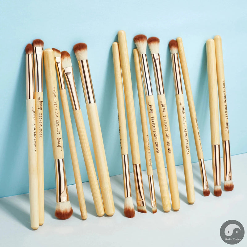 Perfect Bamboo Eye Brushes set, 15pcs Eyeshadow Details Eyeliner Eyebrow Precise shading Blending-Health Wisdom™