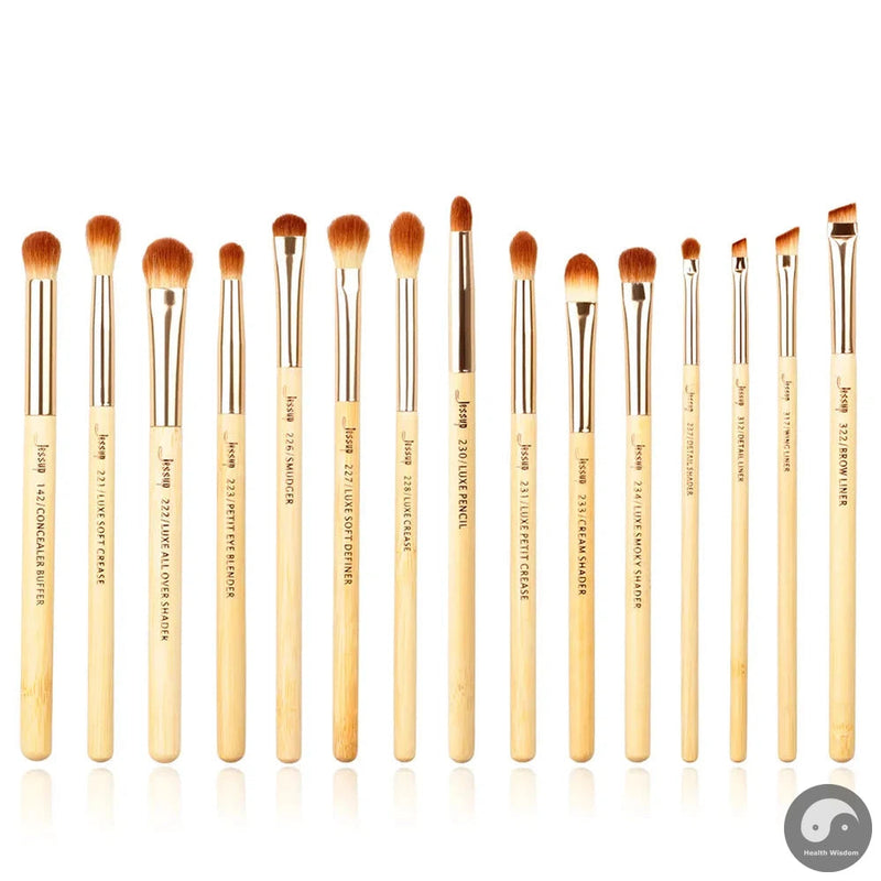 Perfect Bamboo Eye Brushes set, 15pcs Eyeshadow Details Eyeliner Eyebrow Precise shading Blending-Health Wisdom™