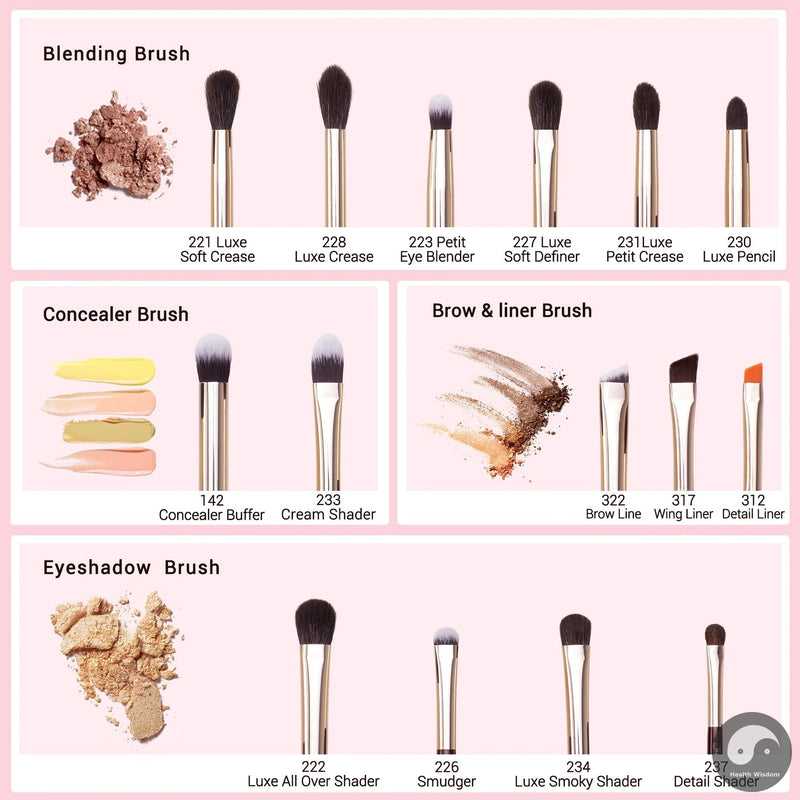 Perfect Eye Brushes Set 15pcs Makeup brush, Natural Synthetic,Eyeshadow Brush,Eyeliner Blending Eyebrow Concealer T284-Health Wisdom™