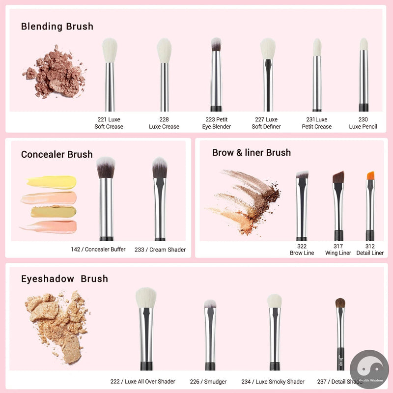 Perfect Eye Makeup Brushes Set 15pcs Precise Eyeshadow Brush Eyebrow EyeLiner Blending Concealer Natural Synthetic Black T177-Health Wisdom™