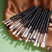 Perfect Eye Makeup Brushes Set 15pcs Precise Eyeshadow Brush Eyebrow EyeLiner Blending Concealer Natural Synthetic Black T177-Health Wisdom™