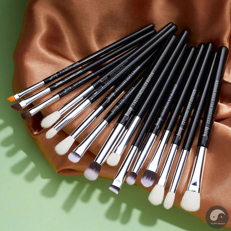 Perfect Eye Makeup Brushes Set 15pcs Precise Eyeshadow Brush Eyebrow EyeLiner Blending Concealer Natural Synthetic Black T177-Health Wisdom™