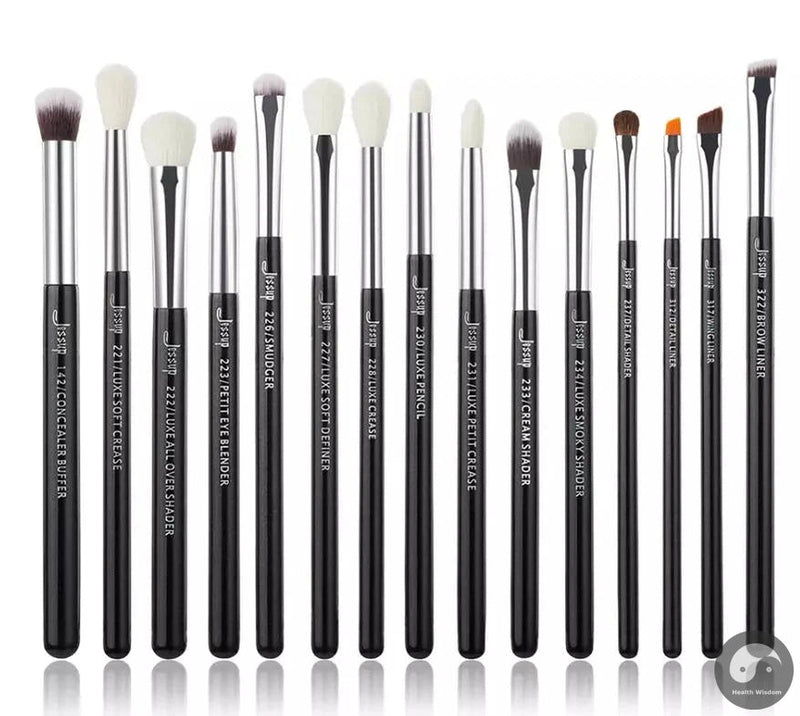 Perfect Eye Makeup Brushes Set 15pcs Precise Eyeshadow Brush Eyebrow EyeLiner Blending Concealer Natural Synthetic Black T177-Health Wisdom™