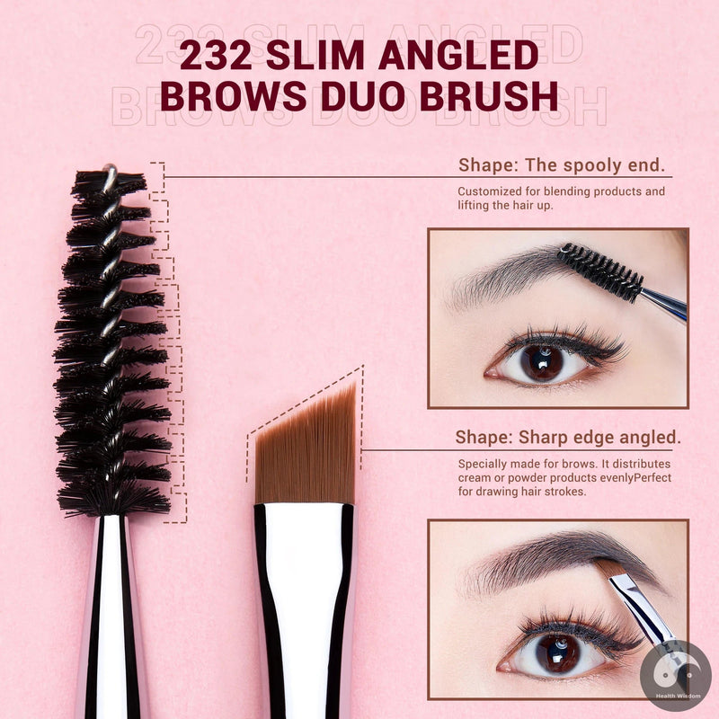 Perfect Eyebrow brushes set,3pcs Pro eyebrow brush,synthetic,brow sculpt/slim flat angled brows brush/precision definer T326-Health Wisdom™