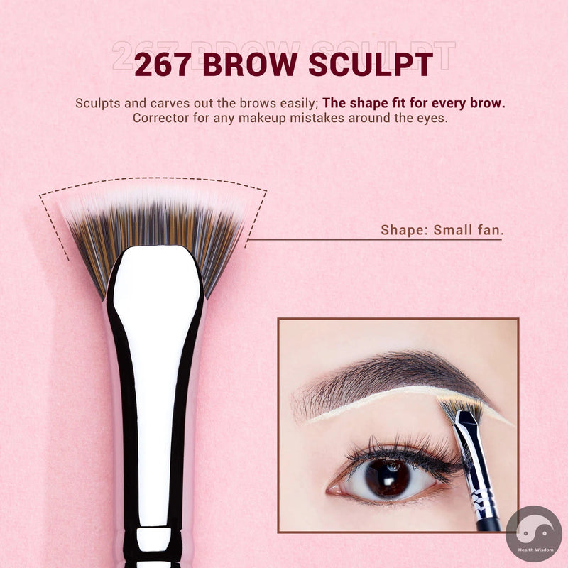 Perfect Eyebrow brushes set,3pcs Pro eyebrow brush,synthetic,brow sculpt/slim flat angled brows brush/precision definer T326-Health Wisdom™